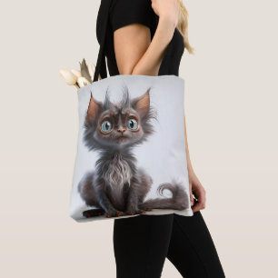 BOLSO DE TELA GATO GRIS MUY CUTIDO