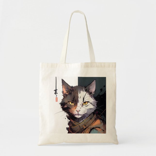 Bolso De Tela Gato guerrero (Frente)