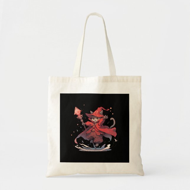 Bolso De Tela Gato Heroe Mago Rojo Lindo (Frente)