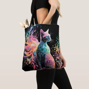 Bolso De Tela Gato holográfico espectral: un prisma de elegancia