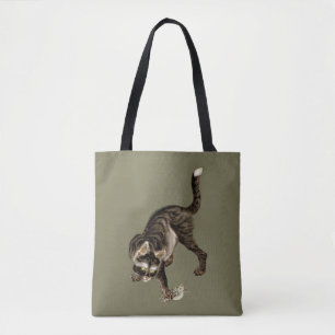 Bolso De Tela Gato japonés atrapando una rana