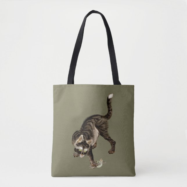 Bolso De Tela Gato japonés atrapando una rana (Anverso)
