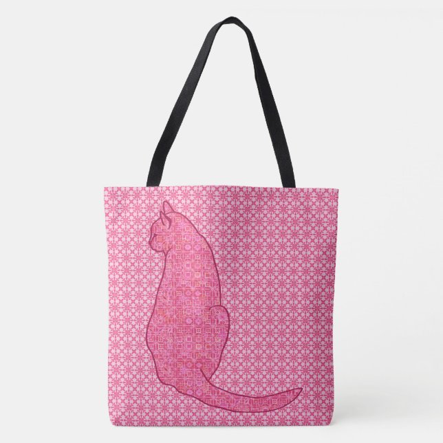 Bolso De Tela Gato japonés - Batik rosa de fucsia (Anverso)