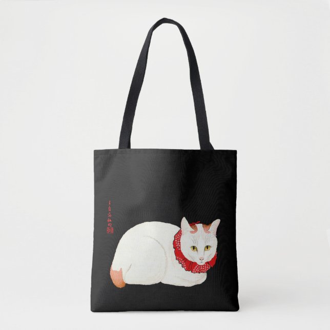 Bolso De Tela Gato japonés blanco y jengibre (Anverso)