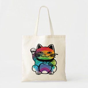 Bolso De Tela Gato japonés de buena suerte con arcoiris