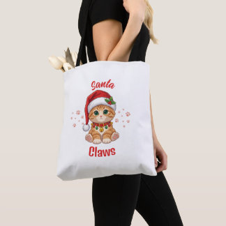 Bolso De Tela Gato Jengibre Divertido Sombrero de Santa Navidad 