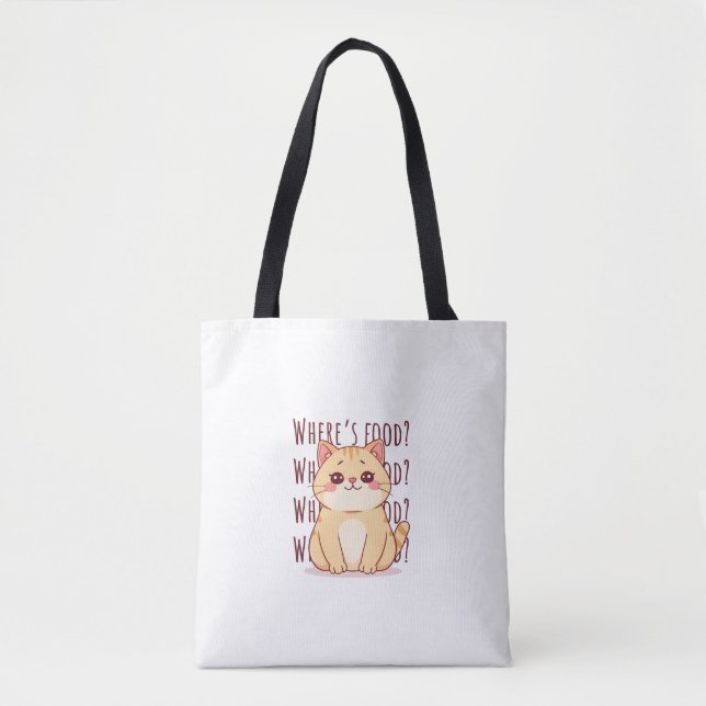 Bolso De Tela Gato Jengibre Hambriento  (Anverso)