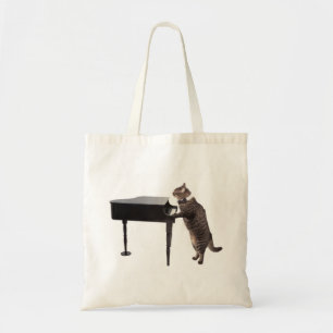 Bolso De Tela Gato jugando al piano