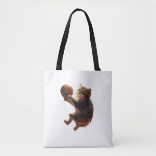 Bolso De Tela Gato Jugando Baloncesto Gracioso Gatos Mamá Meow K