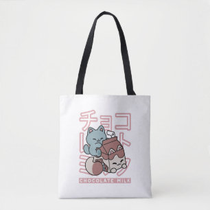 Bolso De Tela Gato Kawaii con Leche de Chocolate – Arte Pop Japo