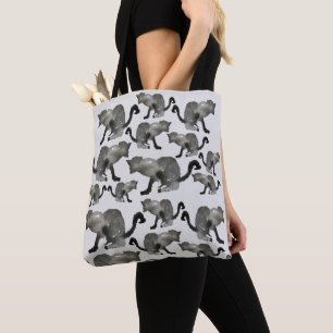 Bolso De Tela Gato kitsch de color de agua negro