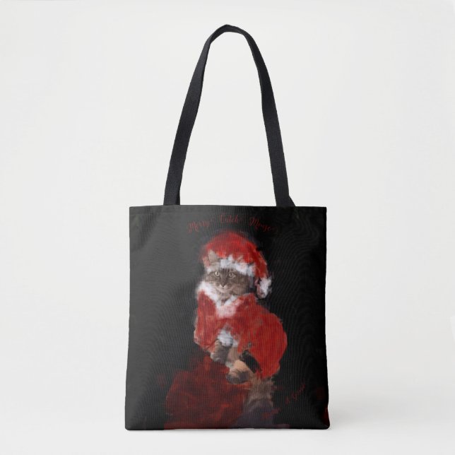 Bolso De Tela Gato Kitten Tiger Maureen Girard Navidades Inviern (Anverso)