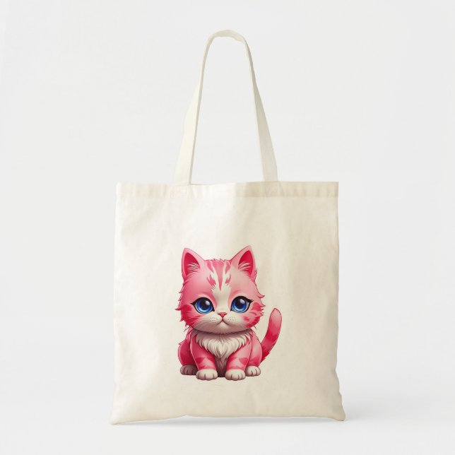 Bolso De Tela Gato Kitty Rosa (Frente)