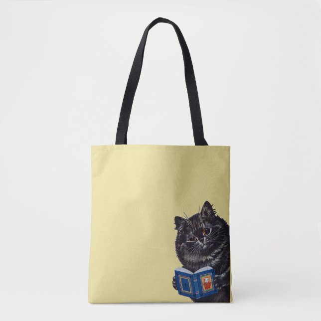 Bolso De Tela Gato leyendo un libro, Louis Wain (Anverso)