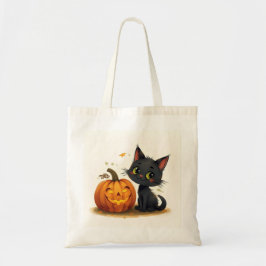Bolso De Tela Gato lindo con calabaza tallada