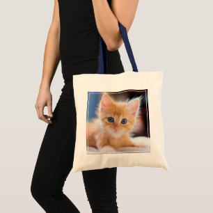 Bolso De Tela Gato lindo con los ojos azules
