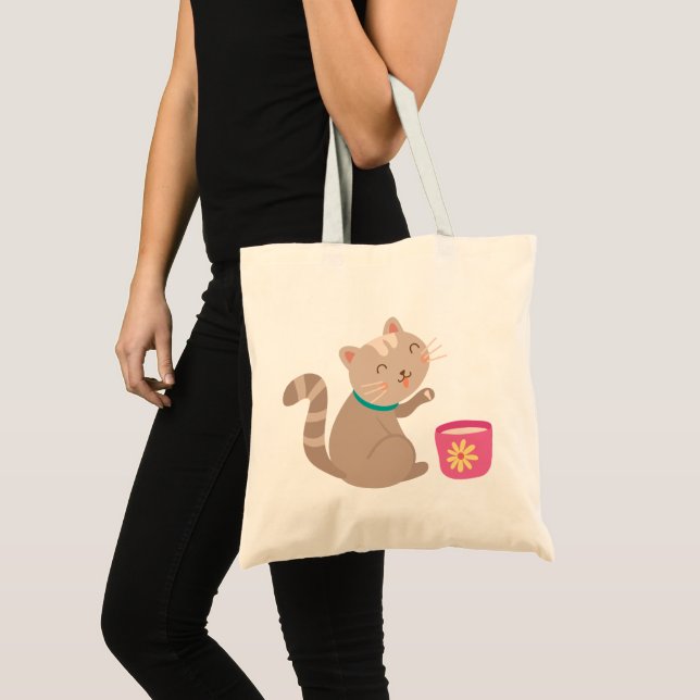 Bolso De Tela Gato lindo con personalizado de té (Anverso (producto))