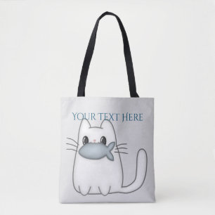 Bolso De Tela Gato lindo con pescado de premio