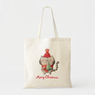 Bolso De Tela Gato lindo del navidad