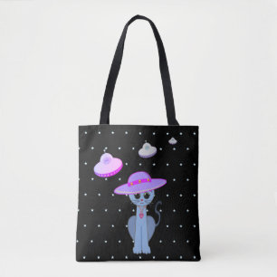 Bolso De Tela Gato Lindo en un Sombrero