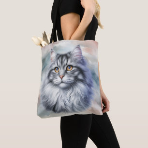 Bolso De Tela Gato lleno de gracia en acuarela