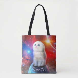 Bolso De Tela Gato llorando en el espacio