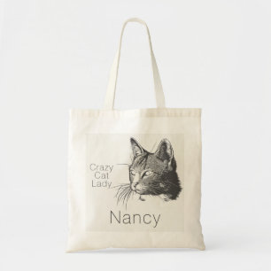 Bolso De Tela Gato loco artístico personalizado dibujado como g