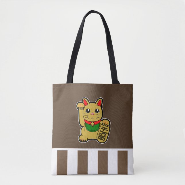 Bolso De Tela Gato Lucky de Oro (Anverso)