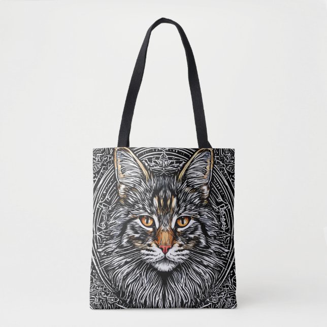 Bolso De Tela Gato Maine Coon Lindo (Anverso)