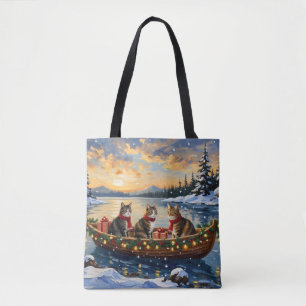 Bolso De Tela Gato Maine Coon Navidad Barco Fiesta