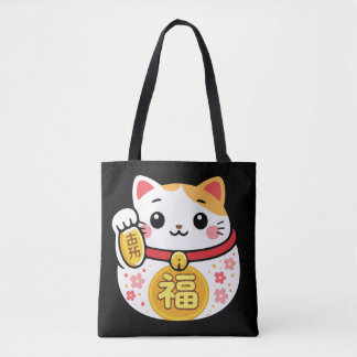 Bolso De Tela Gato - maneki nekko japonés afortunado