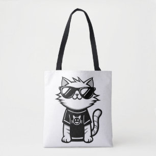 Bolso De Tela Gato más frío del mundo con gafas de sol blanco