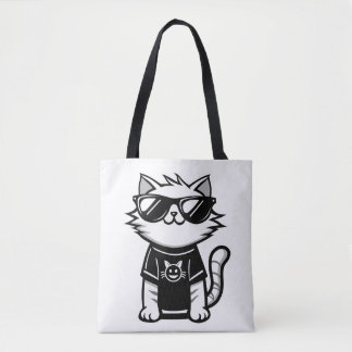 Bolso De Tela Gato más frío del mundo con gafas de sol blanco