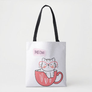 Bolso De Tela gato maullar en una taza