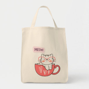 Bolso De Tela gato maullar en una taza