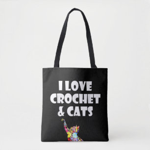 Bolso De Tela Gato me encanta Crochet y el bordado de gatos Need