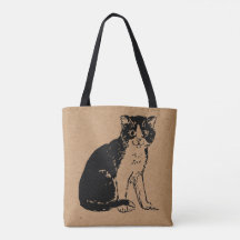 Gato Minino en Arte Impresionista en Papel Marrón