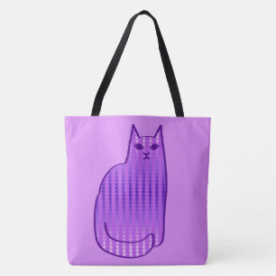 Bolso De Tela Gato moderno, orquídea y púrpura de mediados de si