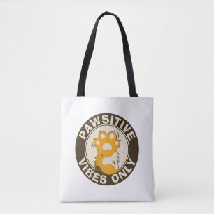 Bolso De Tela Gato Motivacional Vibraciones positivas divertidas