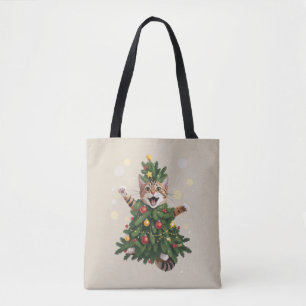 Bolso De Tela Gato Naranja Jengibre Árbol de Navidad Navidades L