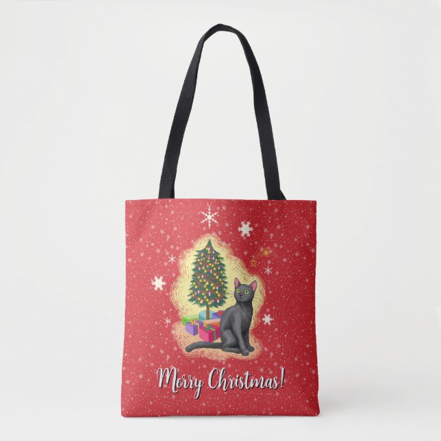 Bolso De Tela Gato navideño (Anverso)