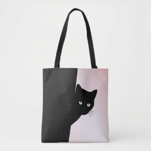 Bolso De Tela Gato negro astuto rosa