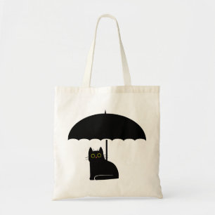 Bolso De Tela Gato negro bajo paraguas