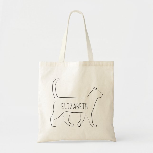 Bolso De Tela Gato negro brillante personalizado con tu Tote de  (Frente)
