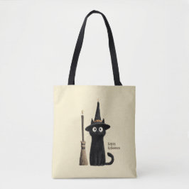 Bolso De Tela Gato negro caprichoso feliz Halloween