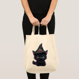 Bolso De Tela Gato negro chiflado de Halloween