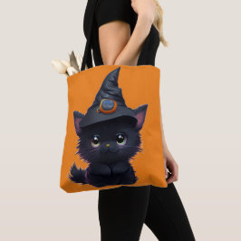 Bolso De Tela Gato negro chiflado de Halloween