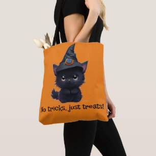 Bolso De Tela Gato negro chiflado de Halloween