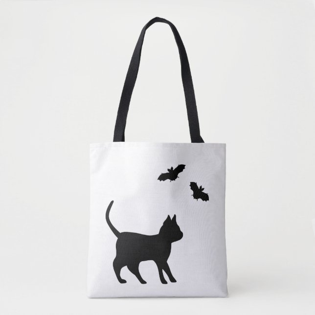 Bolso De Tela Gato negro con bata (Anverso)