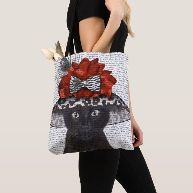 Bolso De Tela Gato negro con fabuloso Gorra (Detalle)
